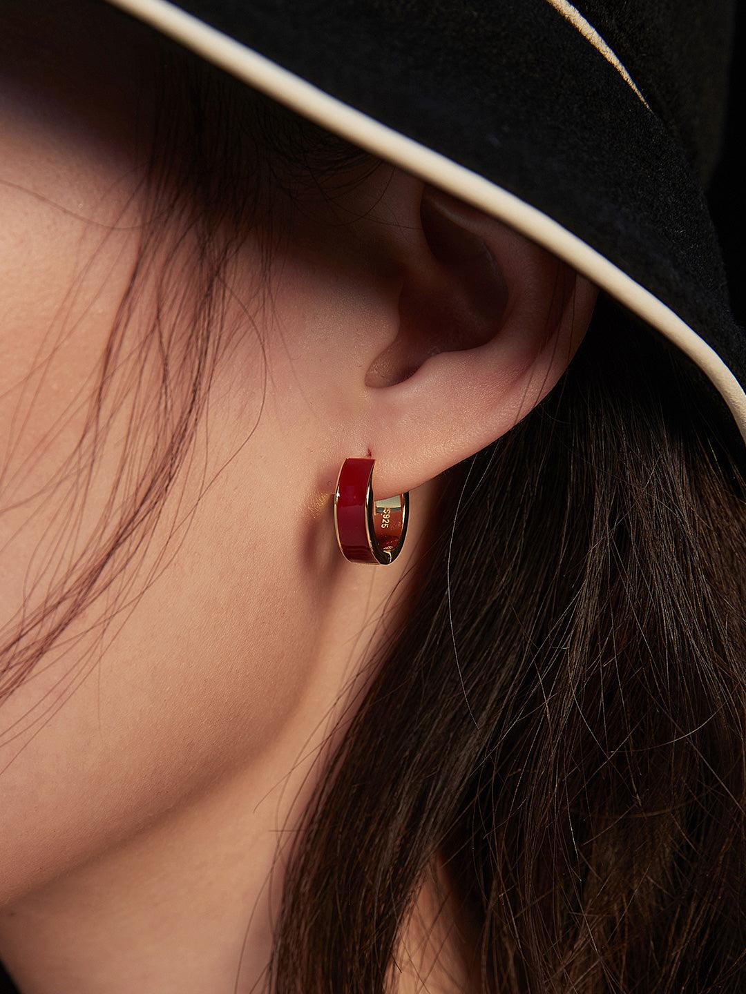 Chinese Red Drip Glaze Earrings - MinElèn Jewelry