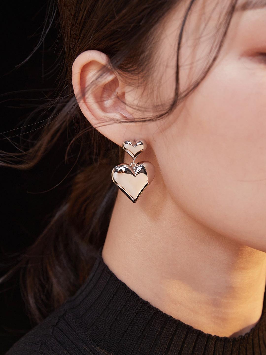 Sterling Silver Heart Earrings - MinElèn Jewelry