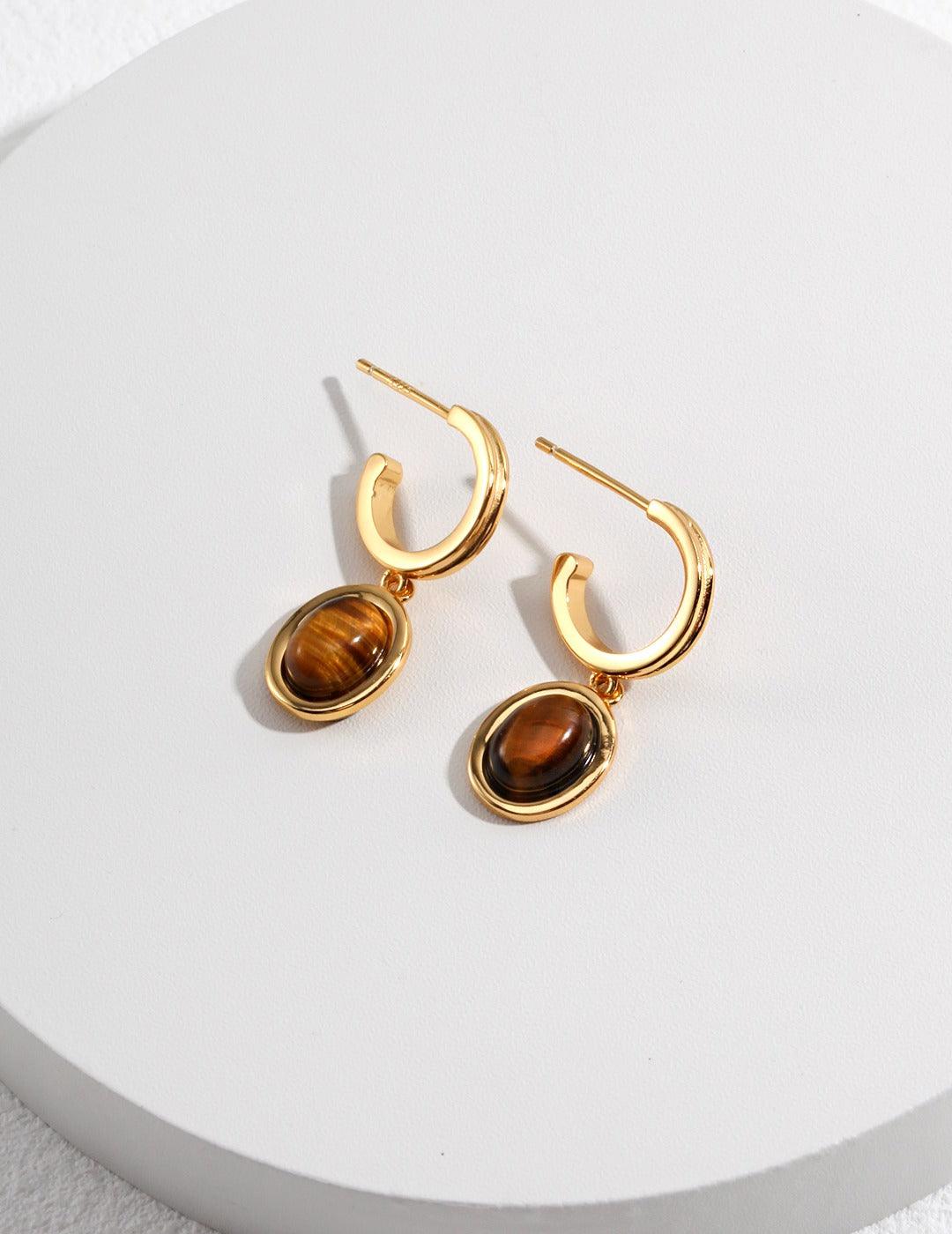 Sterling Silver Tiger Eye Earrings