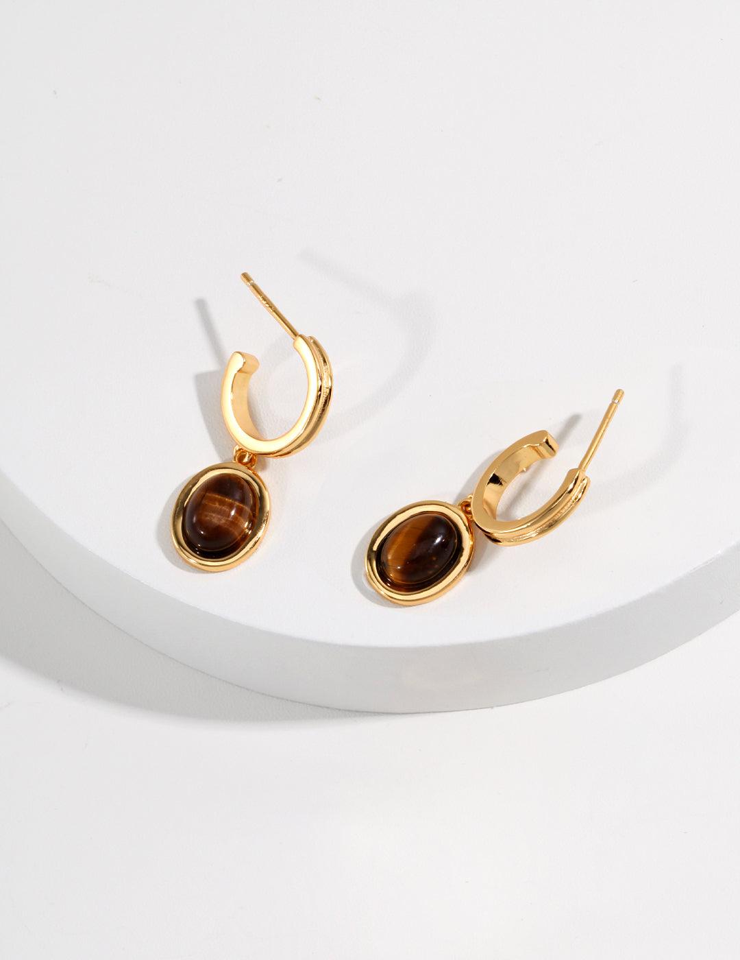 Sterling Silver Tiger Eye Earrings