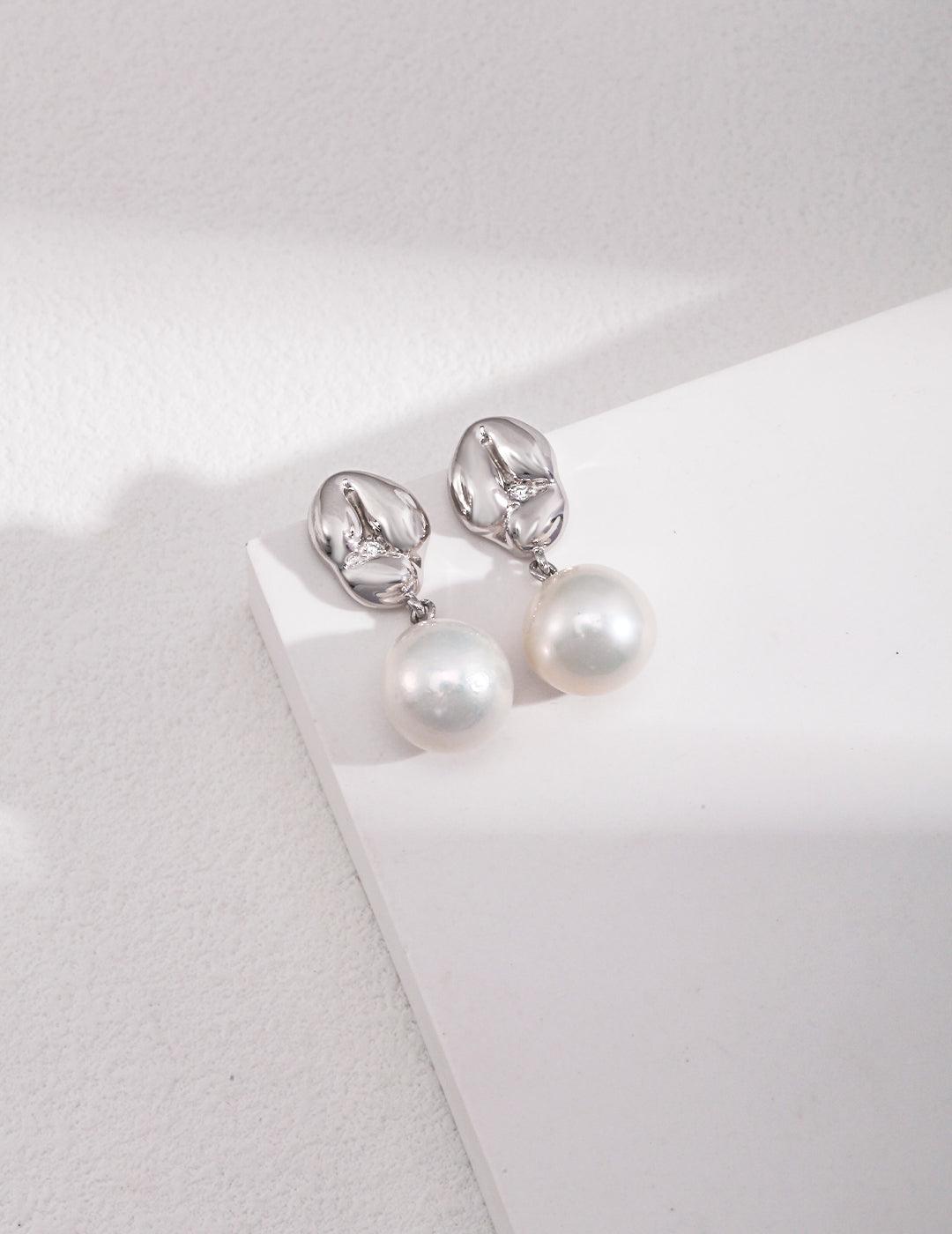 Sterling Silver Pearl Earrings - MinElèn Jewelry