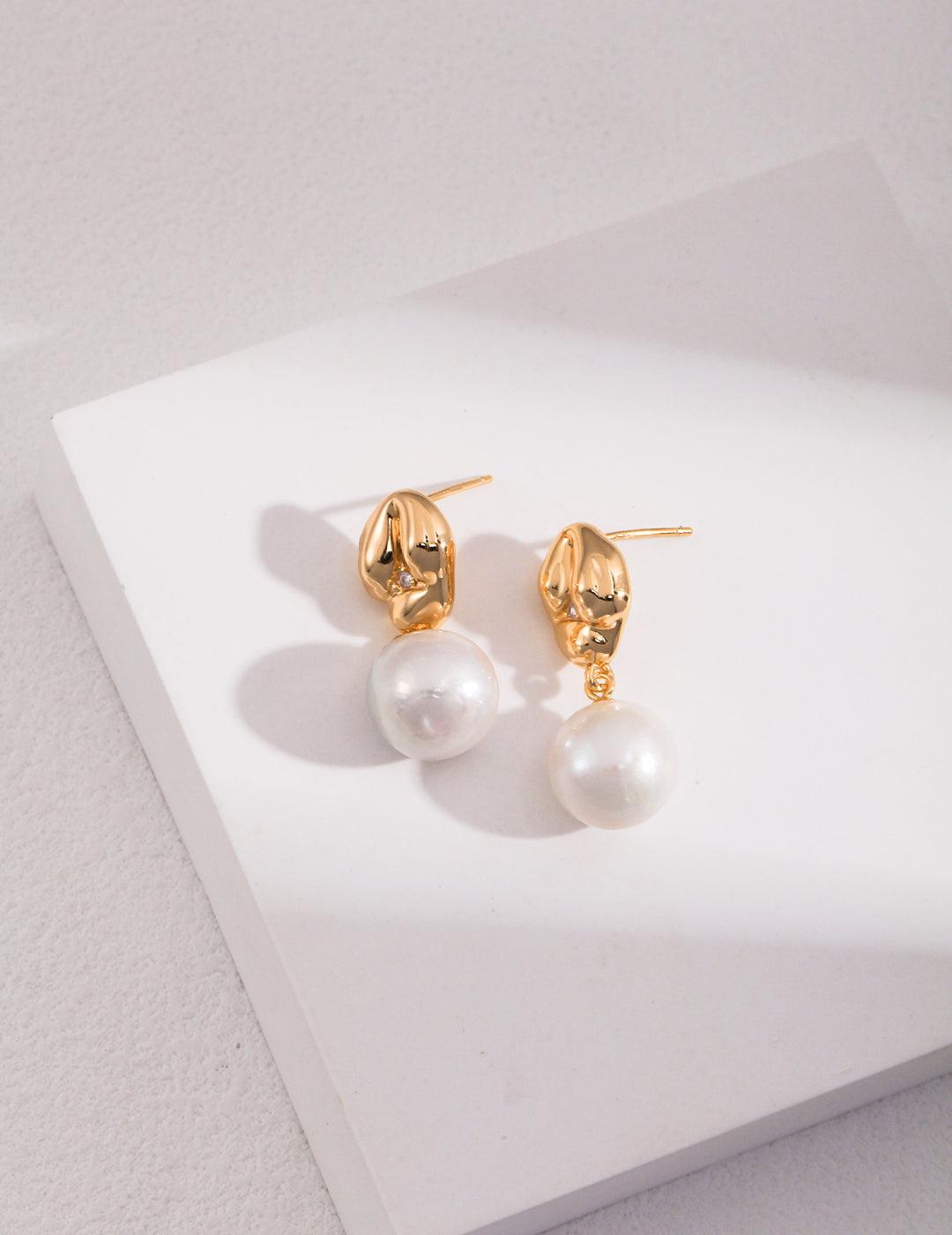 Sterling Silver Pearl Earrings - MinElèn Jewelry