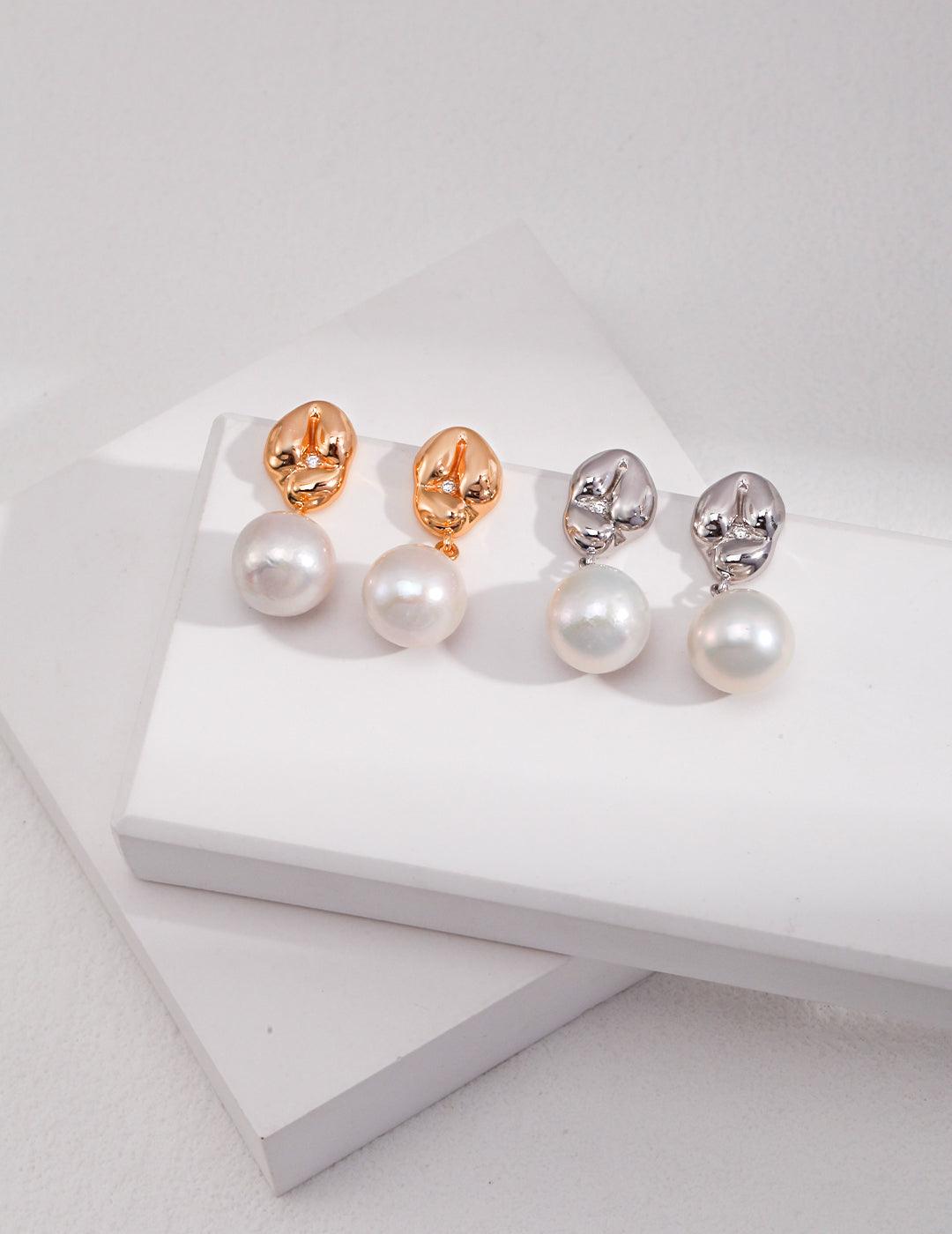 Sterling Silver Pearl Earrings - MinElèn Jewelry