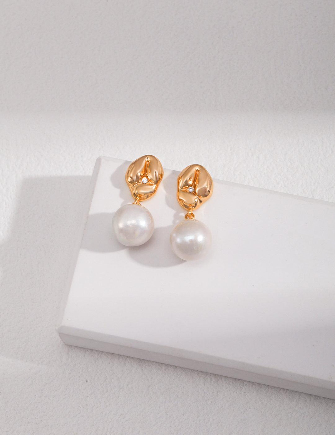 Sterling Silver Pearl Earrings - MinElèn Jewelry