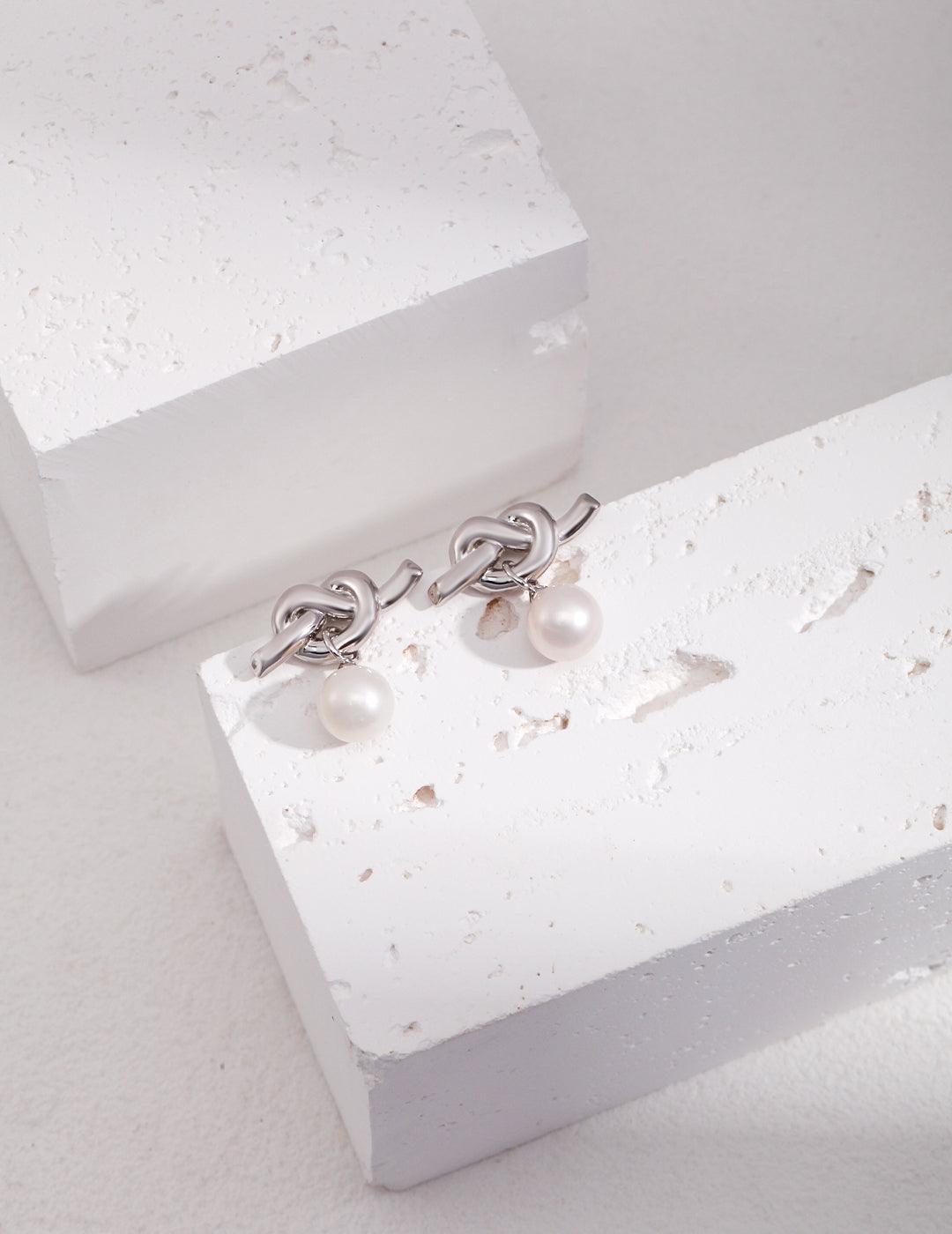 Sterling Silver Heart Knot Earrings - MinElèn Jewelry