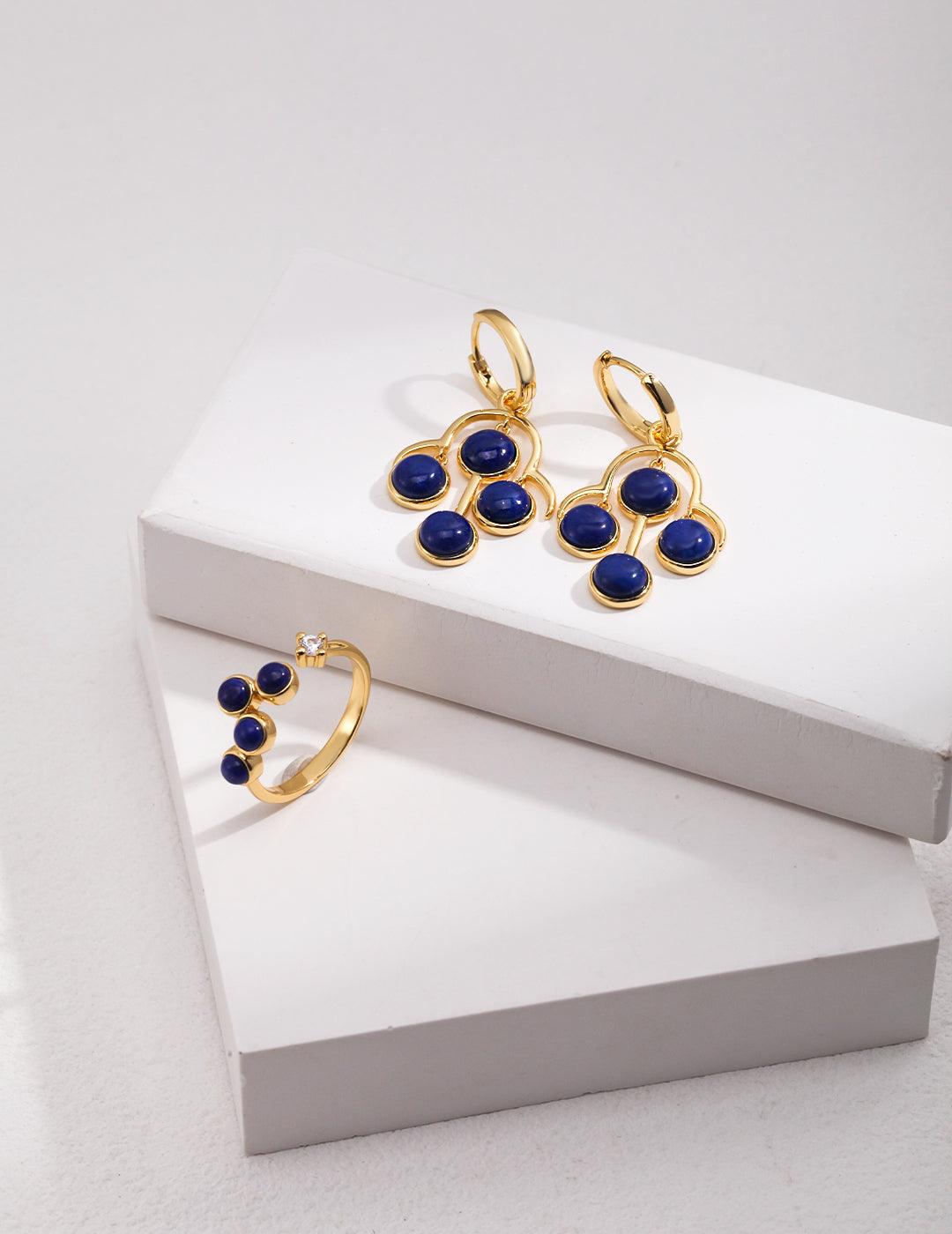 Natural Lapis Lazuli Earrings in Sterling Silver