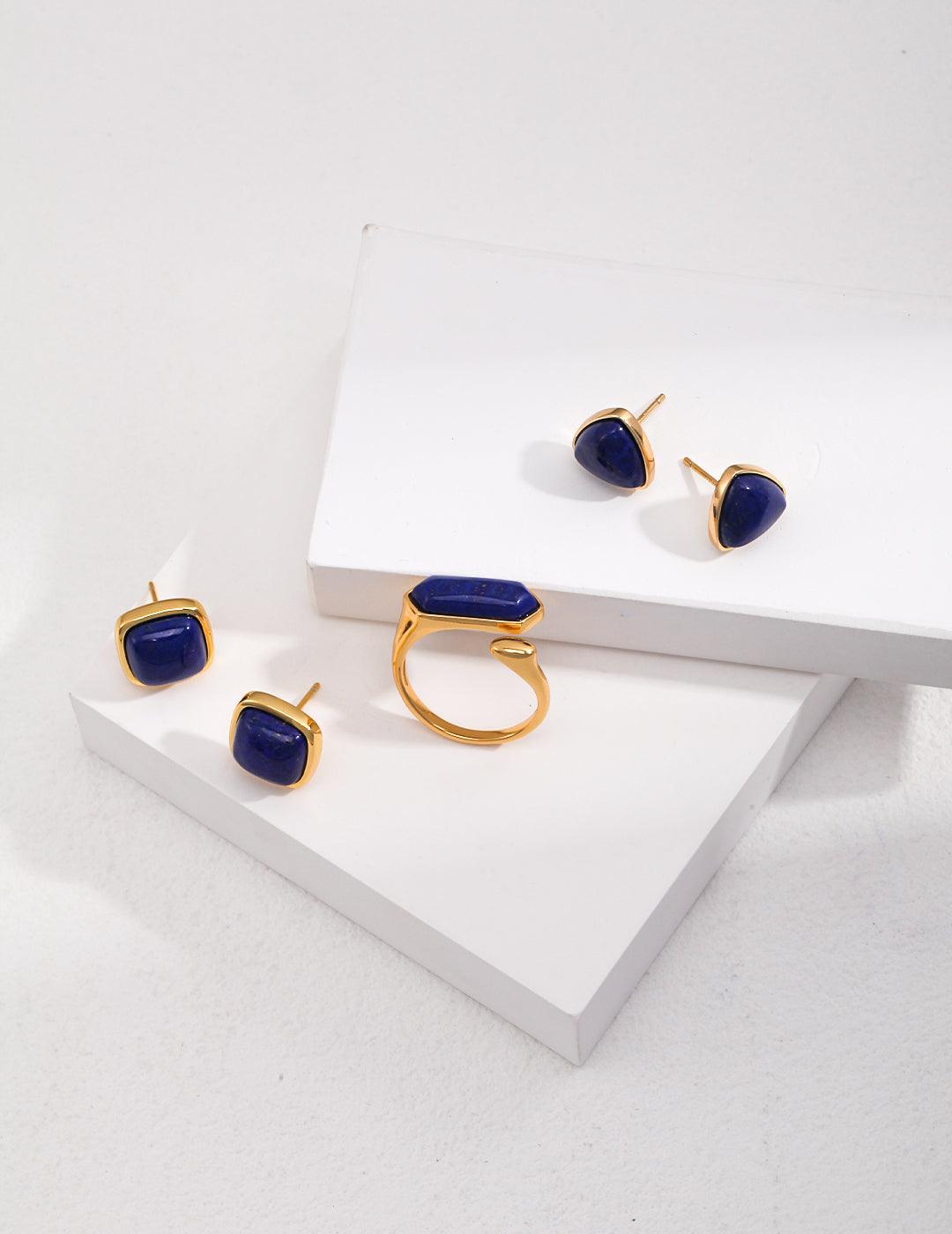 Natural Lapis Lazuli Earrings in Sterling Silver - MinElèn Jewelry