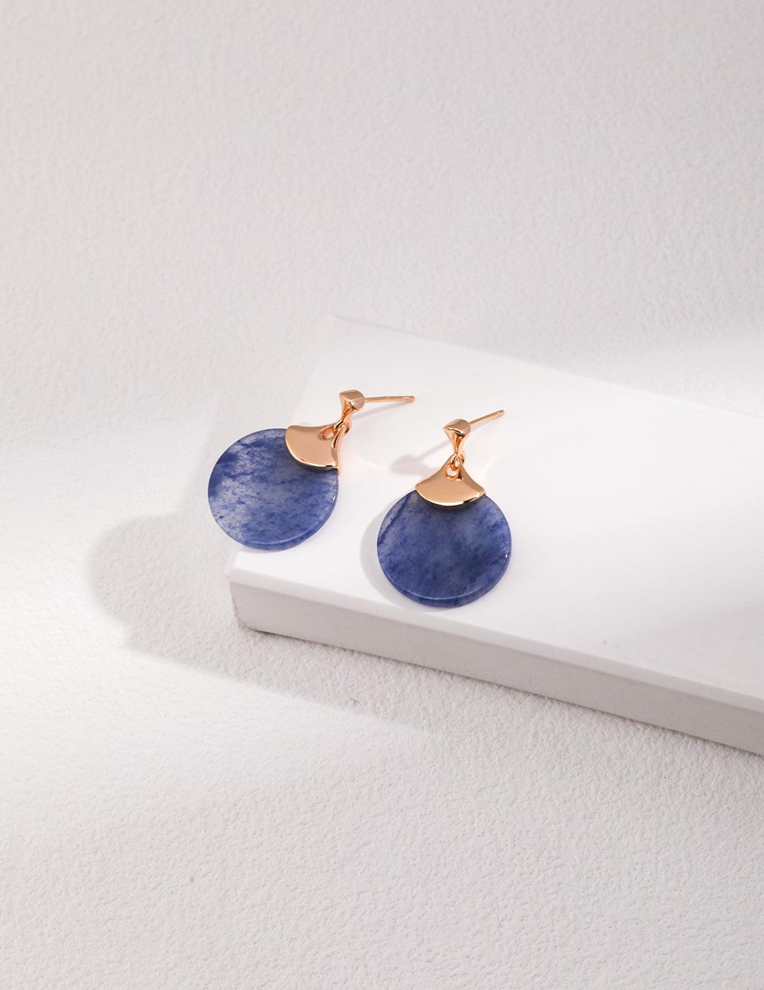 Sterling Silver and Blue Tungling Jade Earrings - MinElèn Jewelry