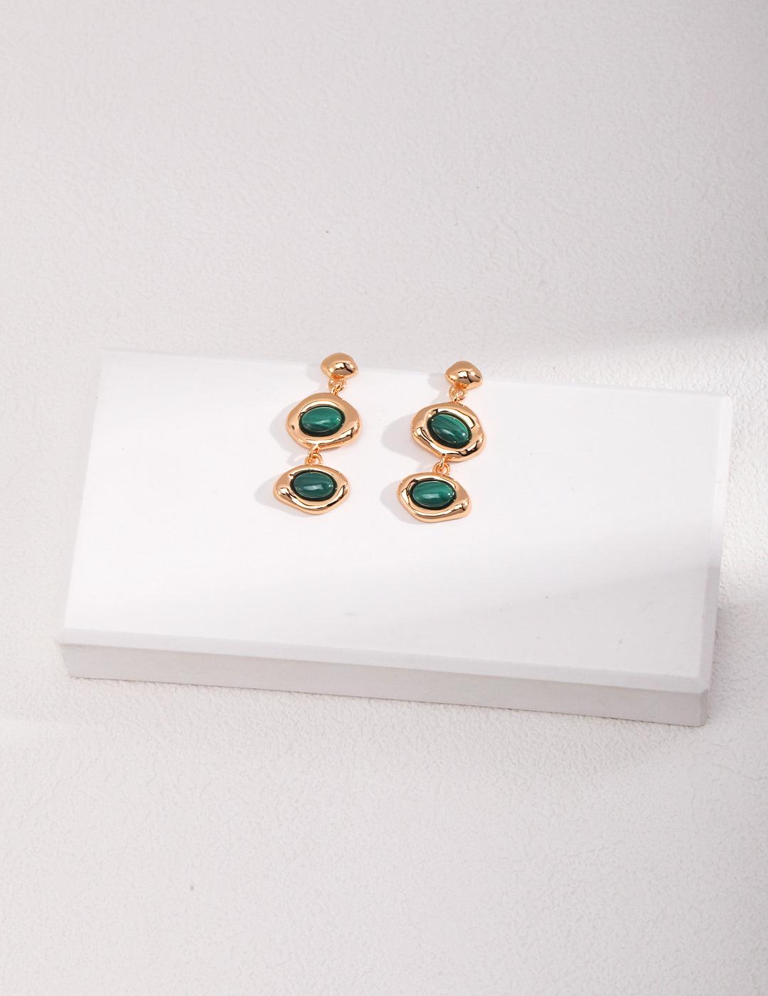 Sterling Silver Malachite Earrings - MinElèn Jewelry