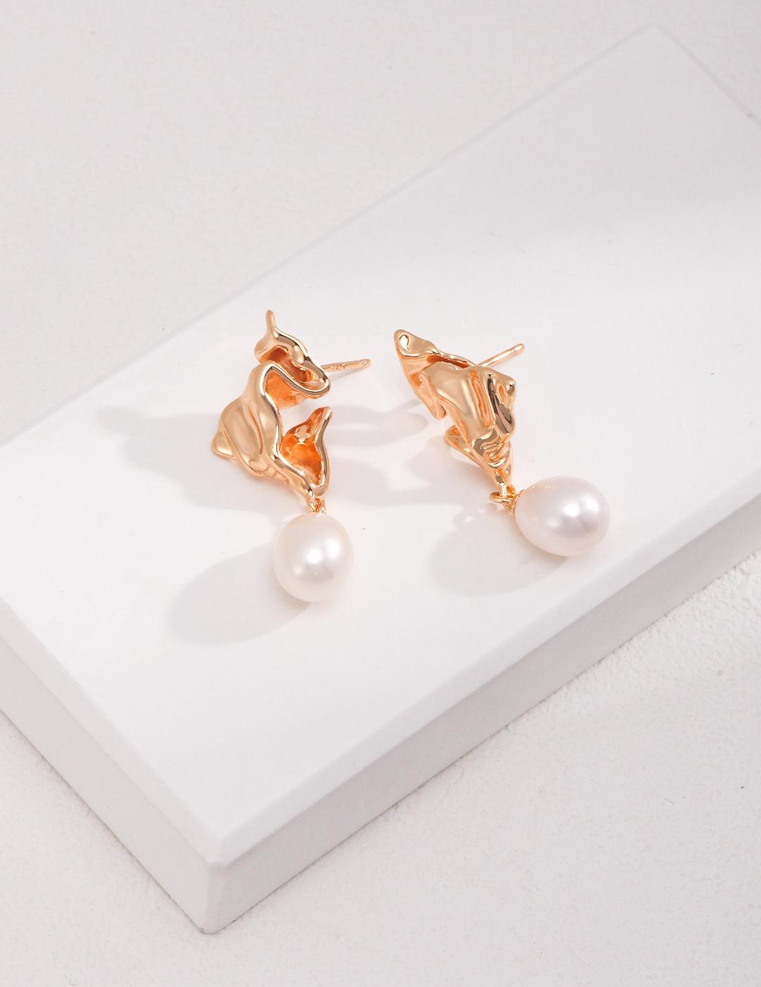 Sterling Silver Pearl Earrings - MinElèn Jewelry