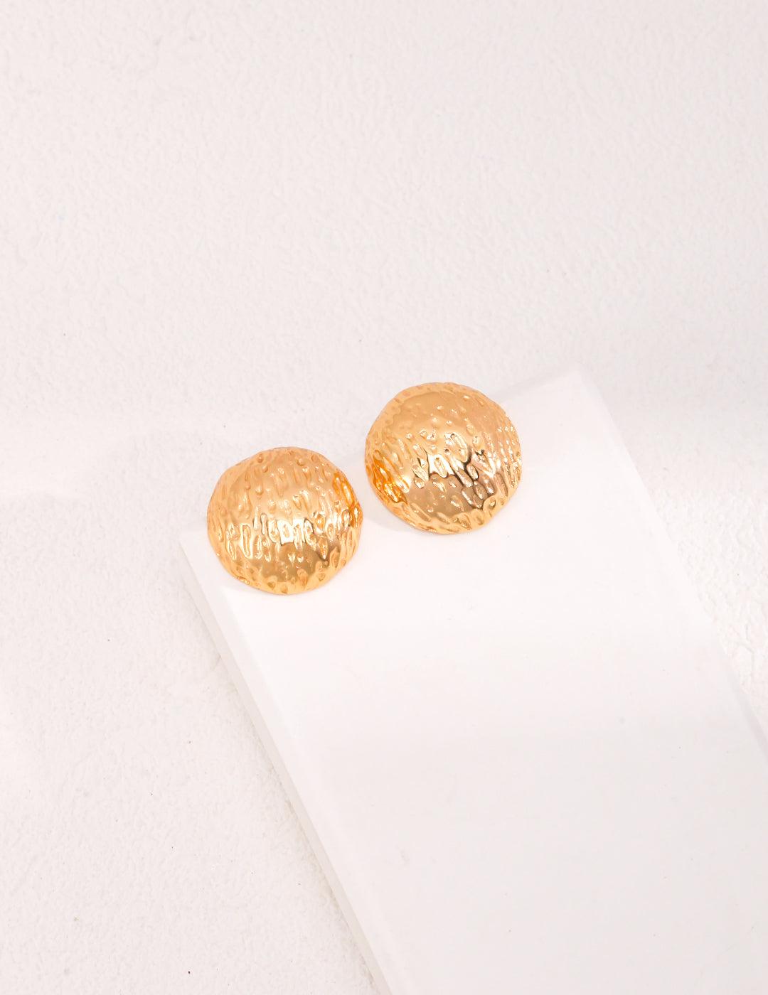 Hand-Sculpted Round Stud Earrings - MinElèn Jewelry