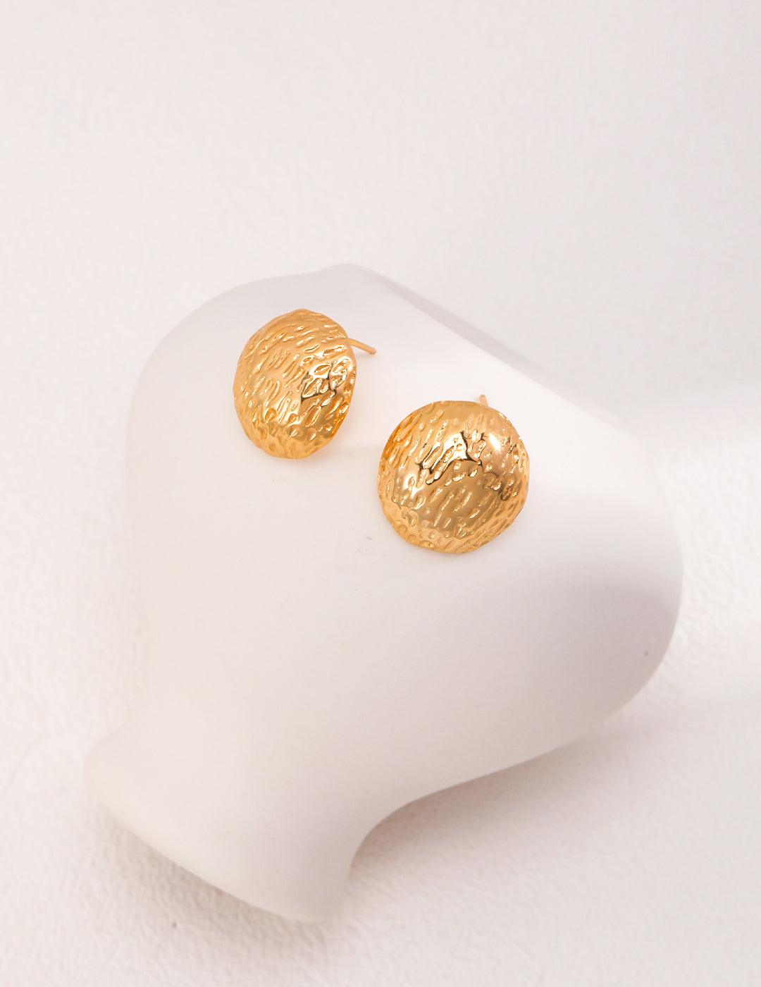 Hand-Sculpted Round Stud Earrings - MinElèn Jewelry