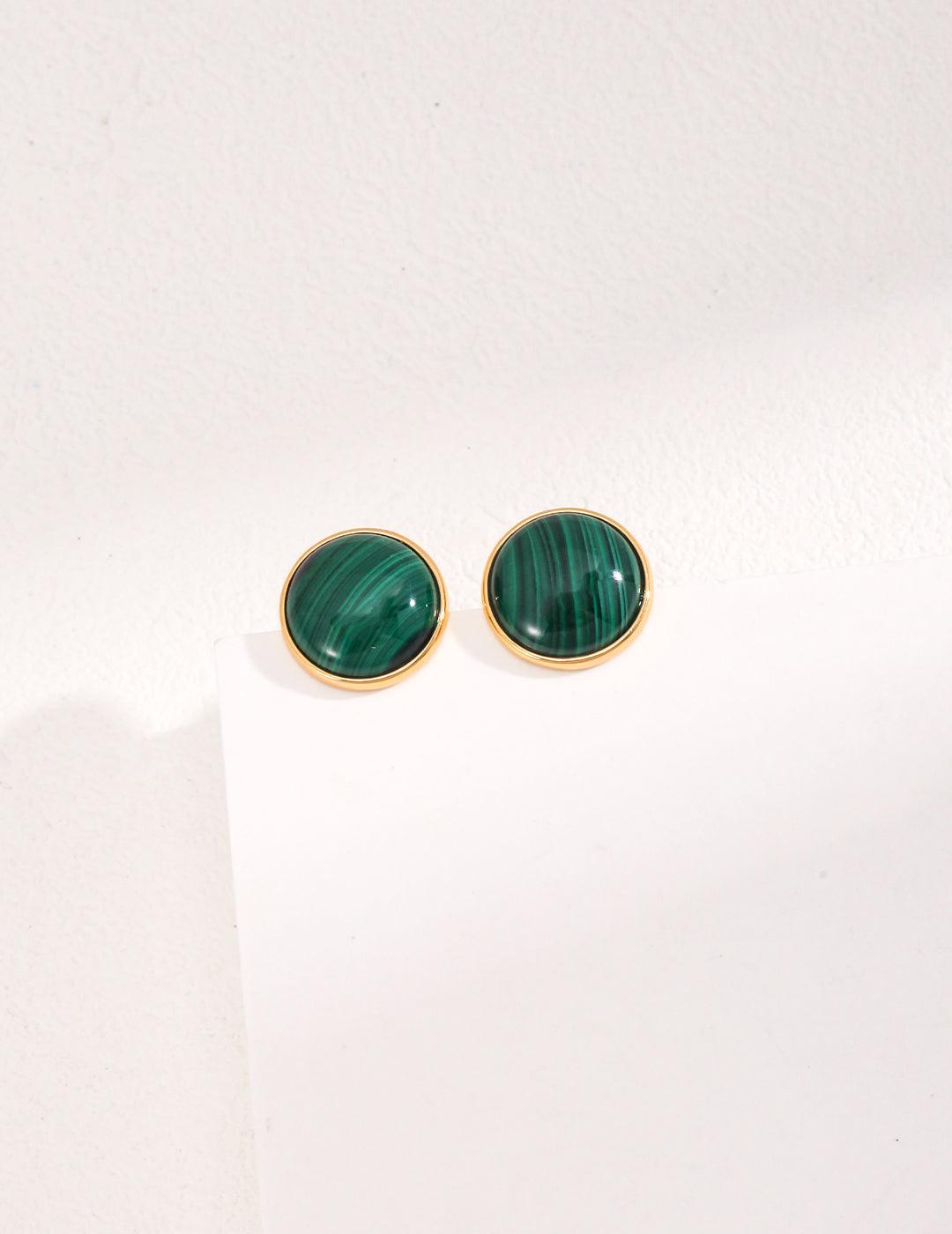 Minimalist, Sophisticated Malachite Stud Earrings - MinElèn Jewelry