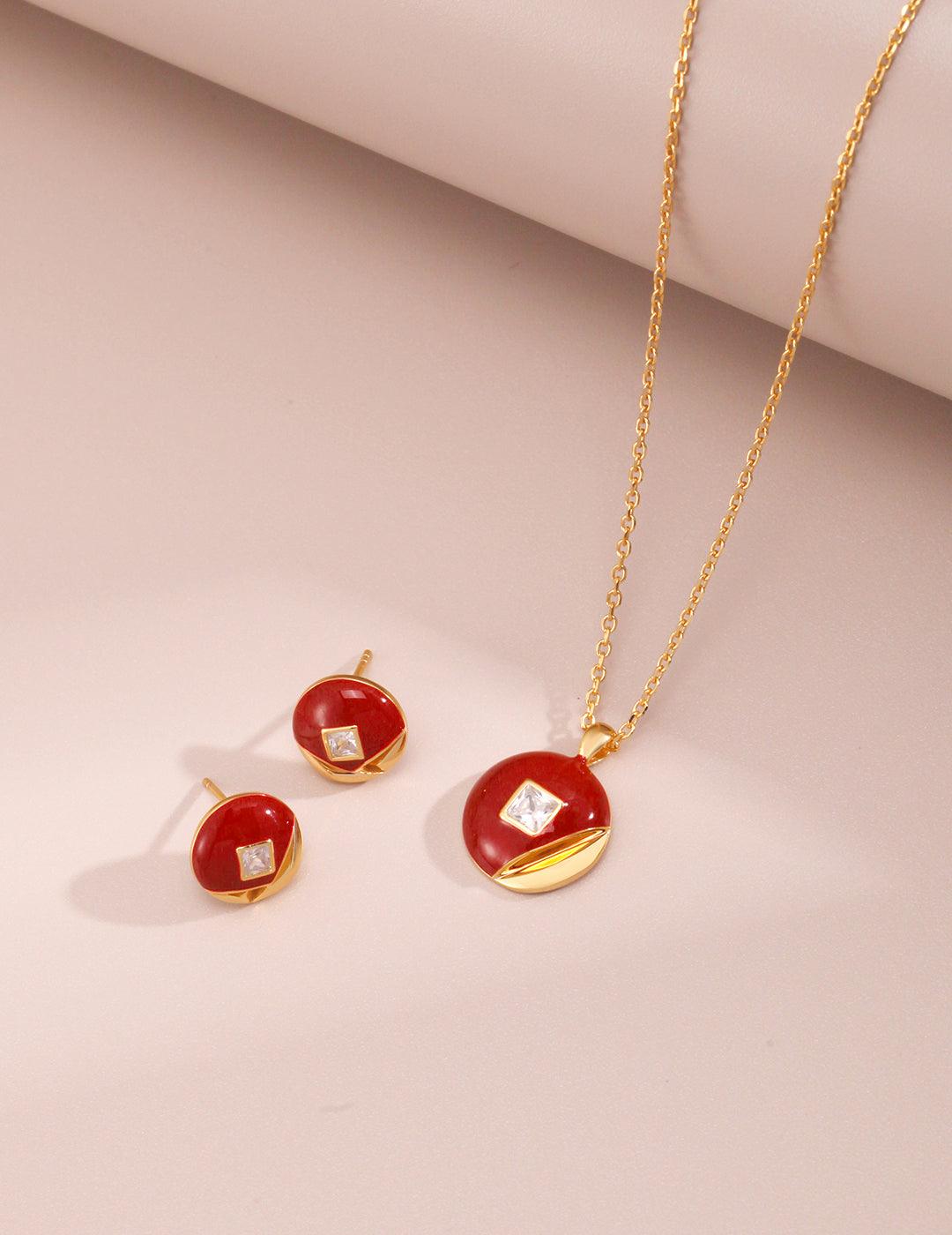 Sterling Silver Red Drip Glaze Earrings - MinElèn Jewelry