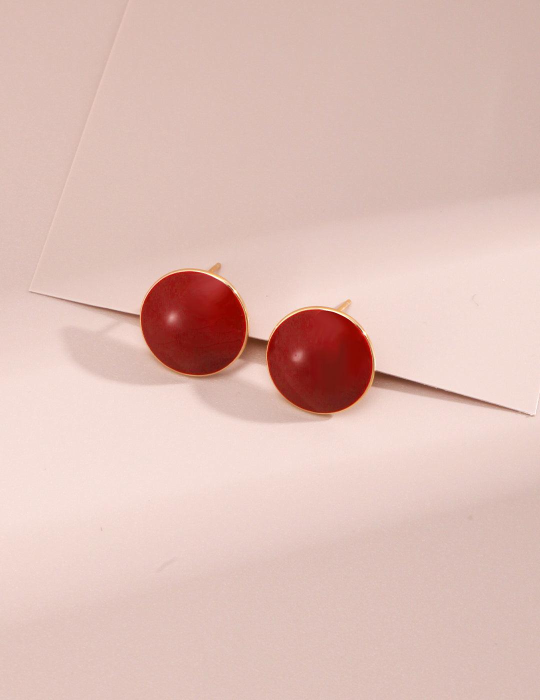 Chinese Red Drip Glaze Collection Sterling Silver Earrings - MinElèn Jewelry