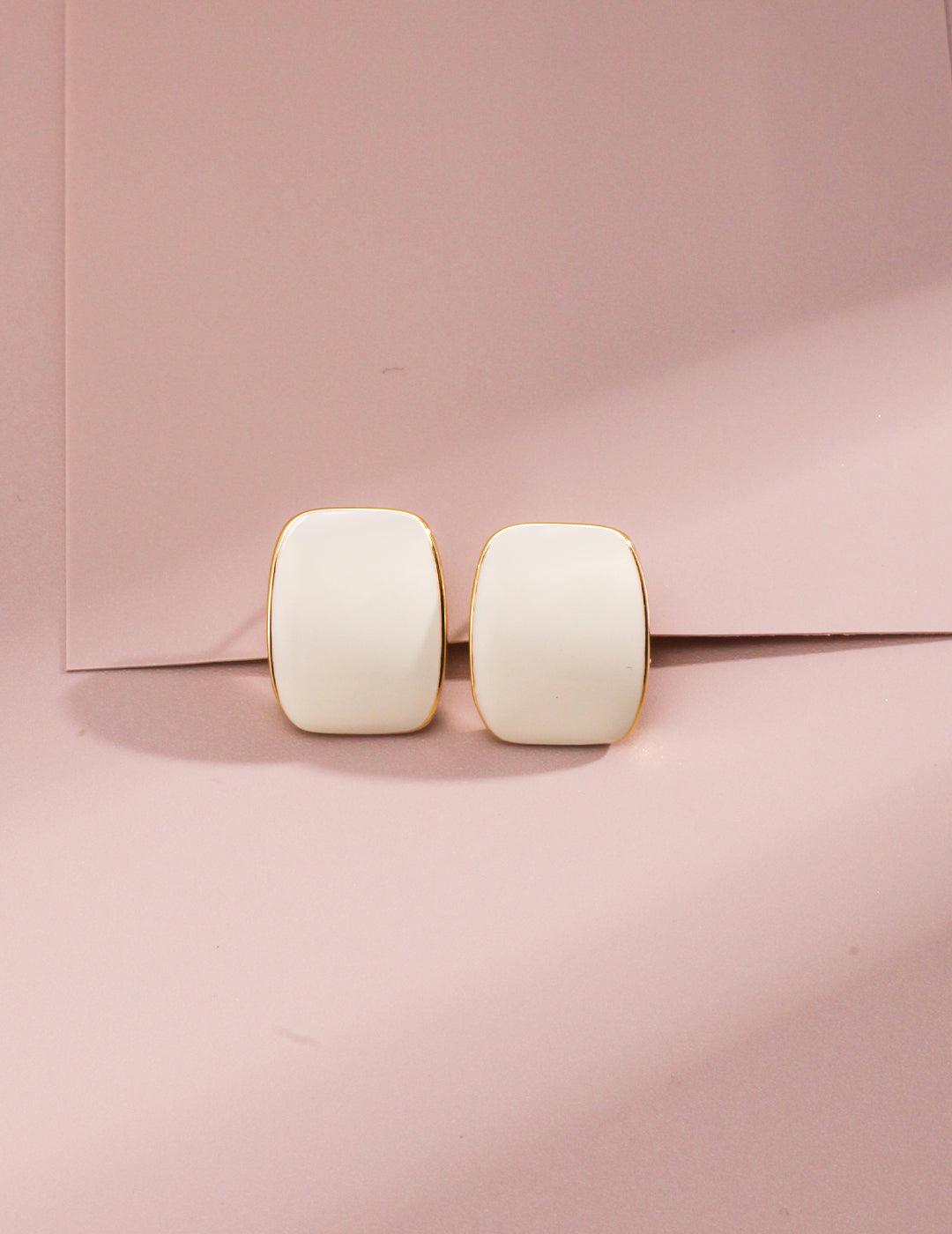 Drip Glaze Sterling Silver Stud Earrings; Available in White/Red - MinElèn Jewelry