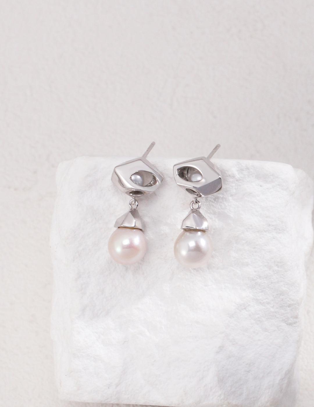 Sterling Silver Pearl Earrings - MinElèn Jewelry