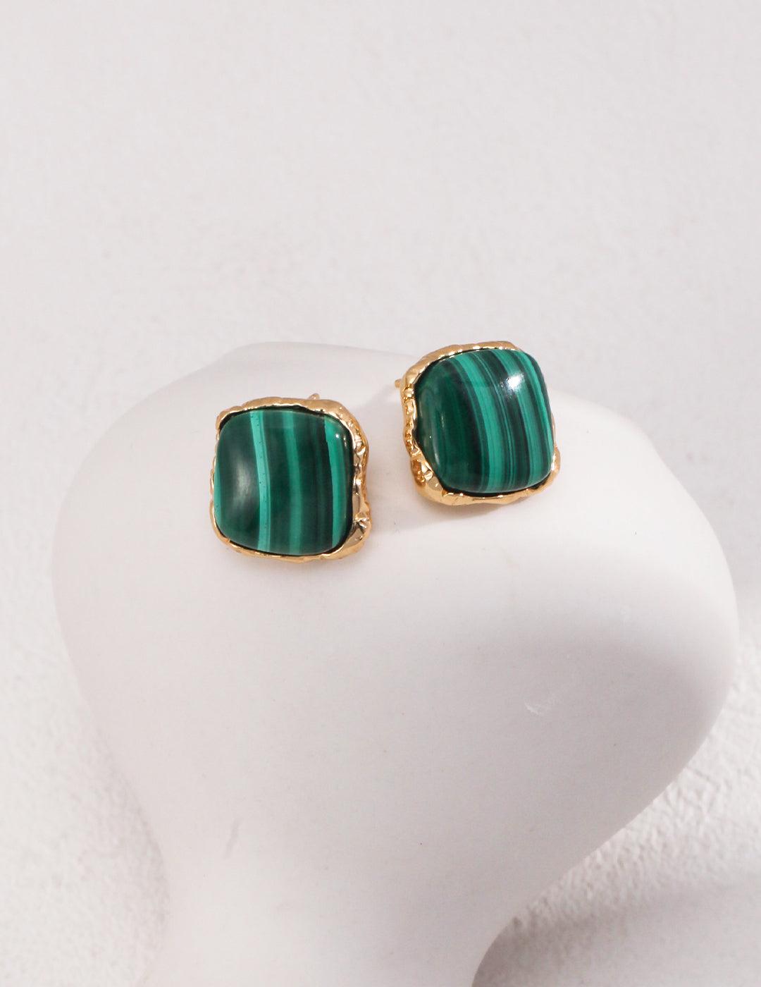 Sterling Silver Malachite Earrings - MinElèn Jewelry