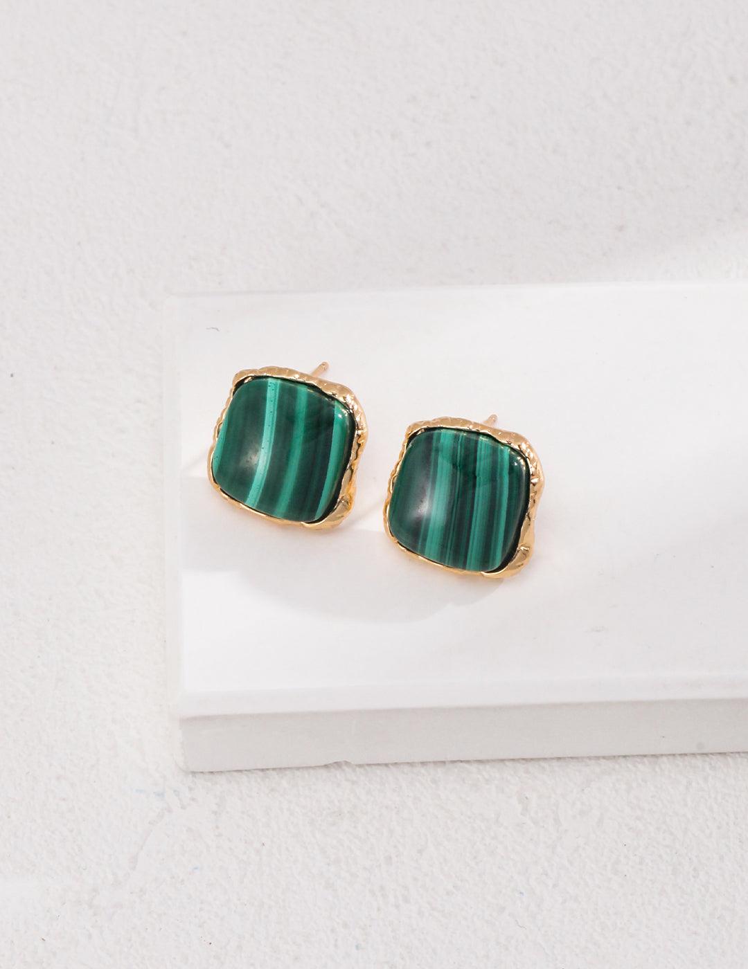 Sterling Silver Malachite Earrings - MinElèn Jewelry