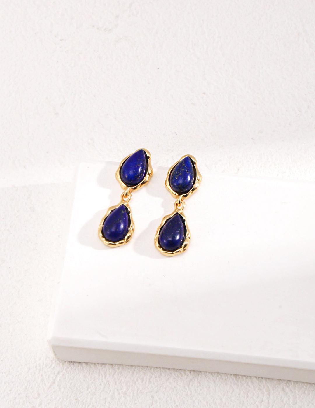 The perfect fusion of classic and fashion - handmade lapis lazuli drop earrings to show your unique taste! - MinElèn Jewelry