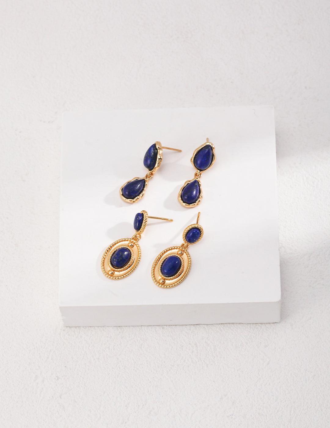 The perfect fusion of classic and fashion - handmade lapis lazuli drop earrings to show your unique taste! - MinElèn Jewelry