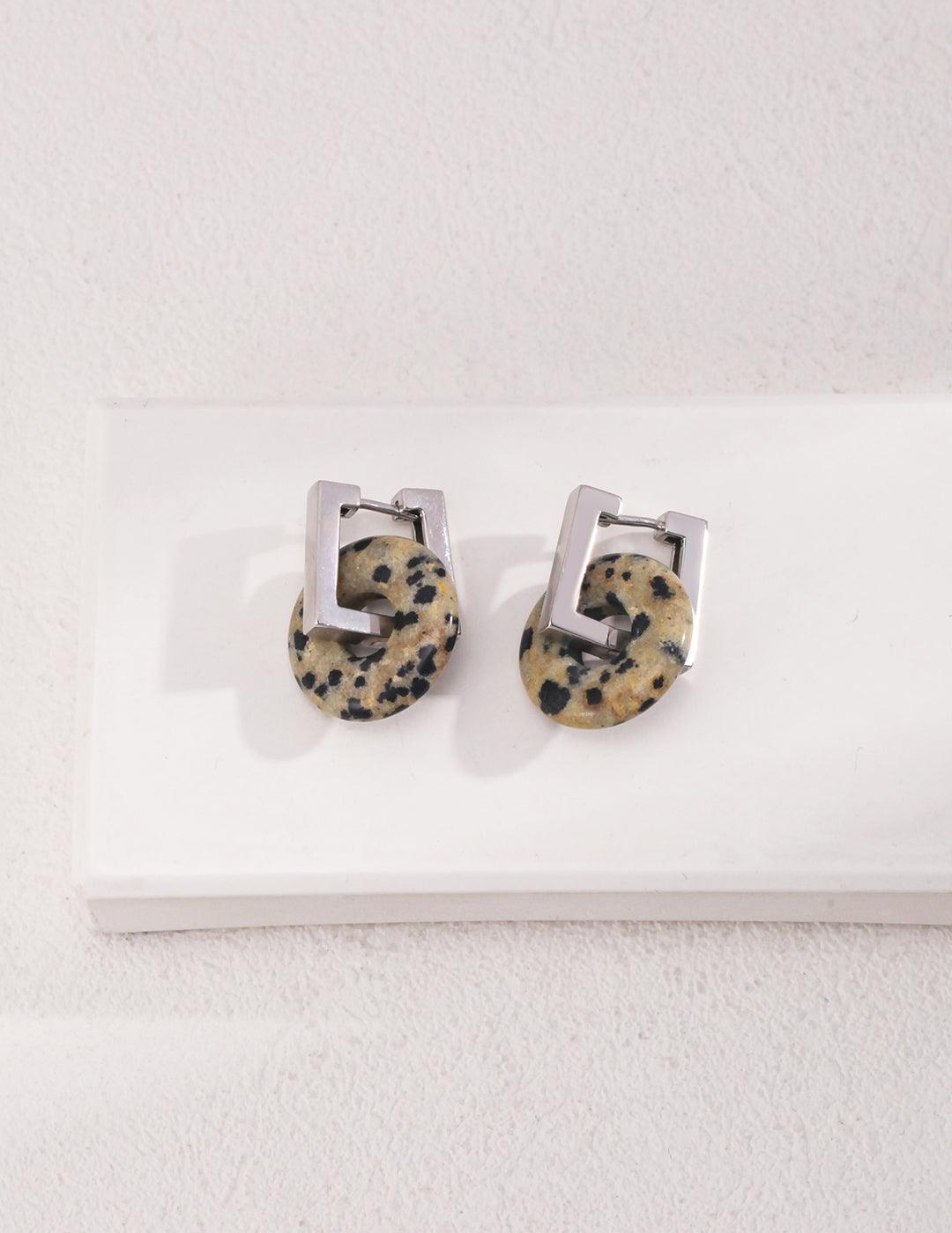 Natural Tiger Eye/Spotted Stone Earrings - MinElèn Jewelry