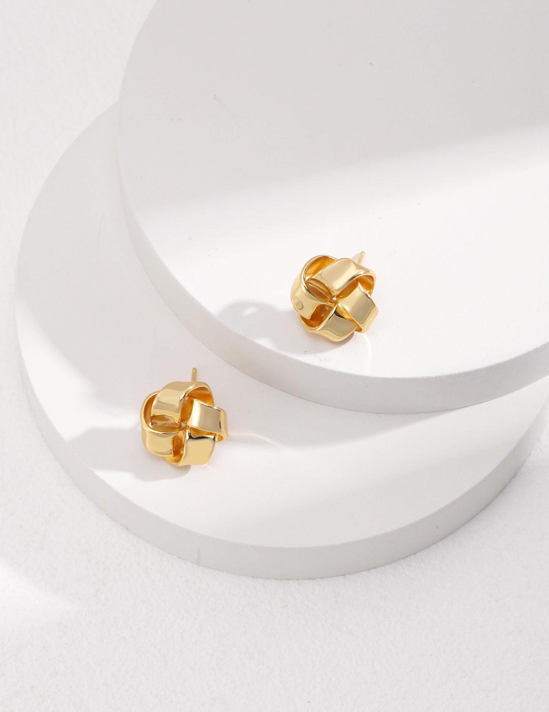 Sparkling Gold Knot Earrings - MinElèn Jewelry