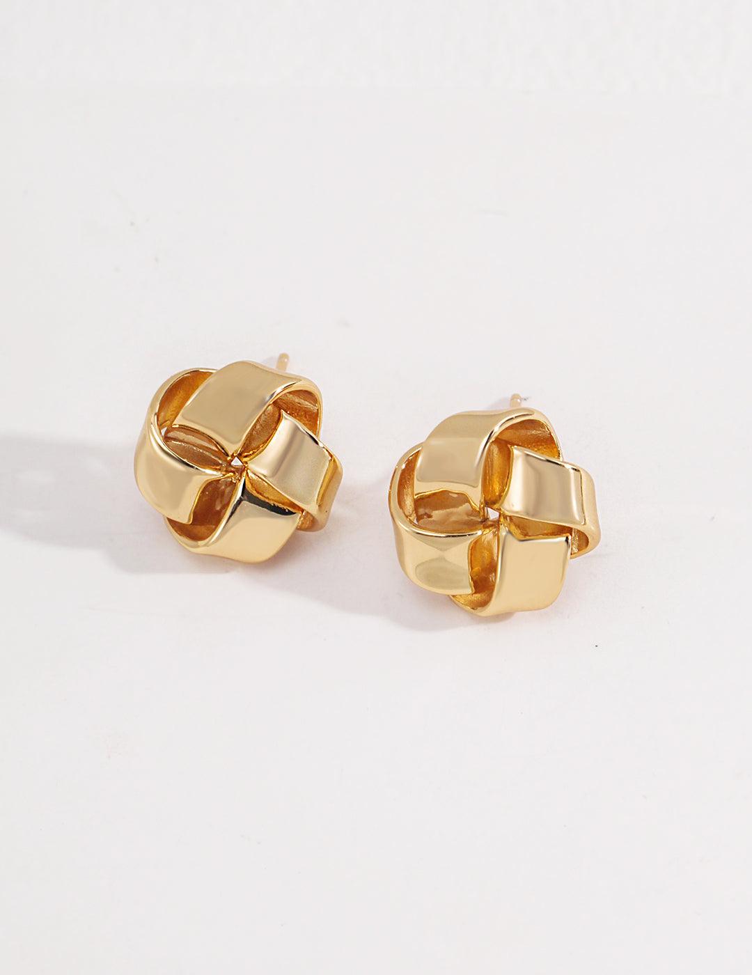 Sparkling Gold Knot Earrings - MinElèn Jewelry