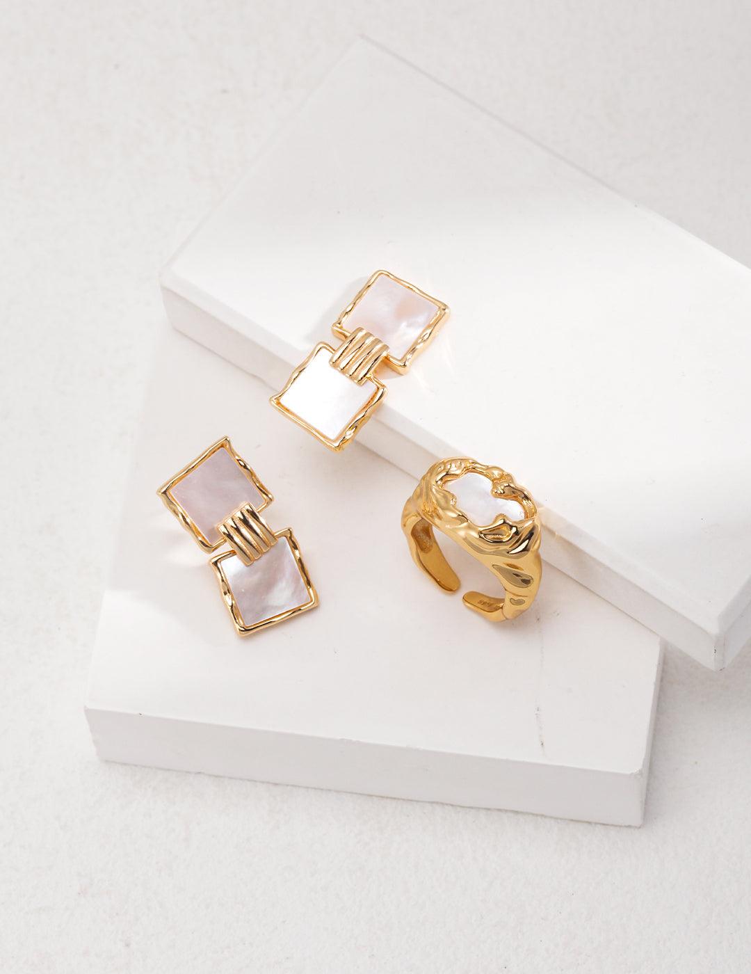 Square Shell Earrings - MinElèn Jewelry