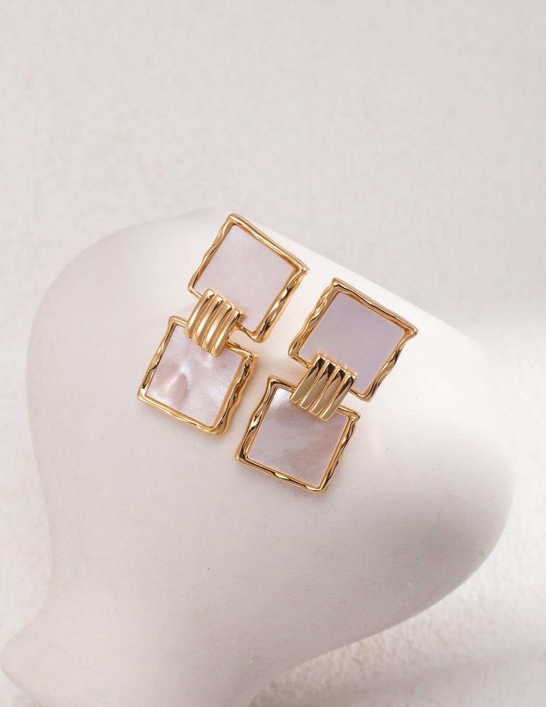 Square Shell Earrings - MinElèn Jewelry