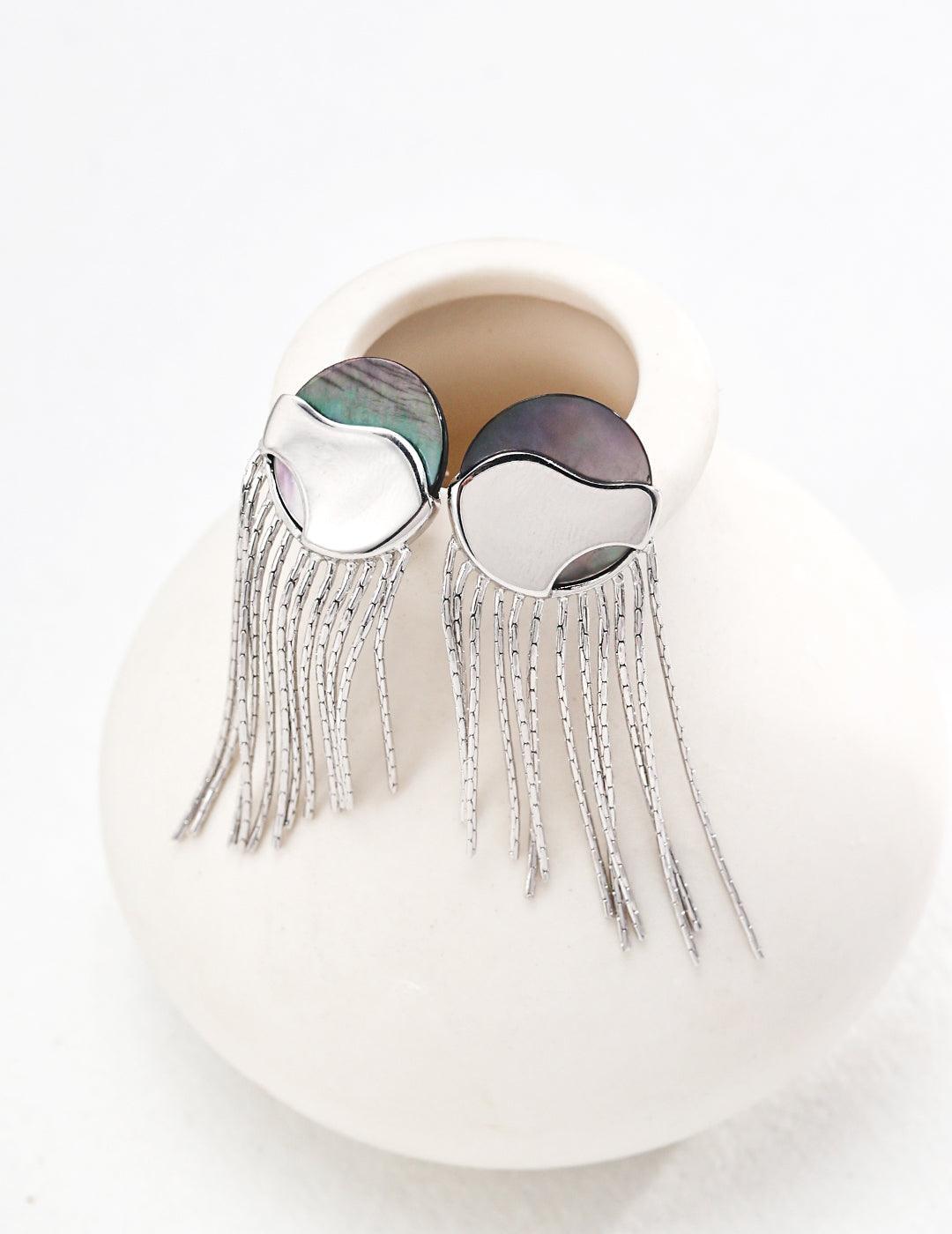 Sterling Silver Simple Shell Earrings - MinElèn Jewelry