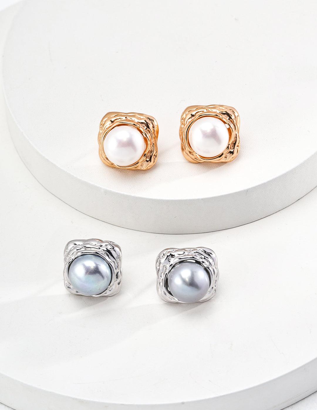 Sterling Silver Pearl Earrings - MinElèn Jewelry