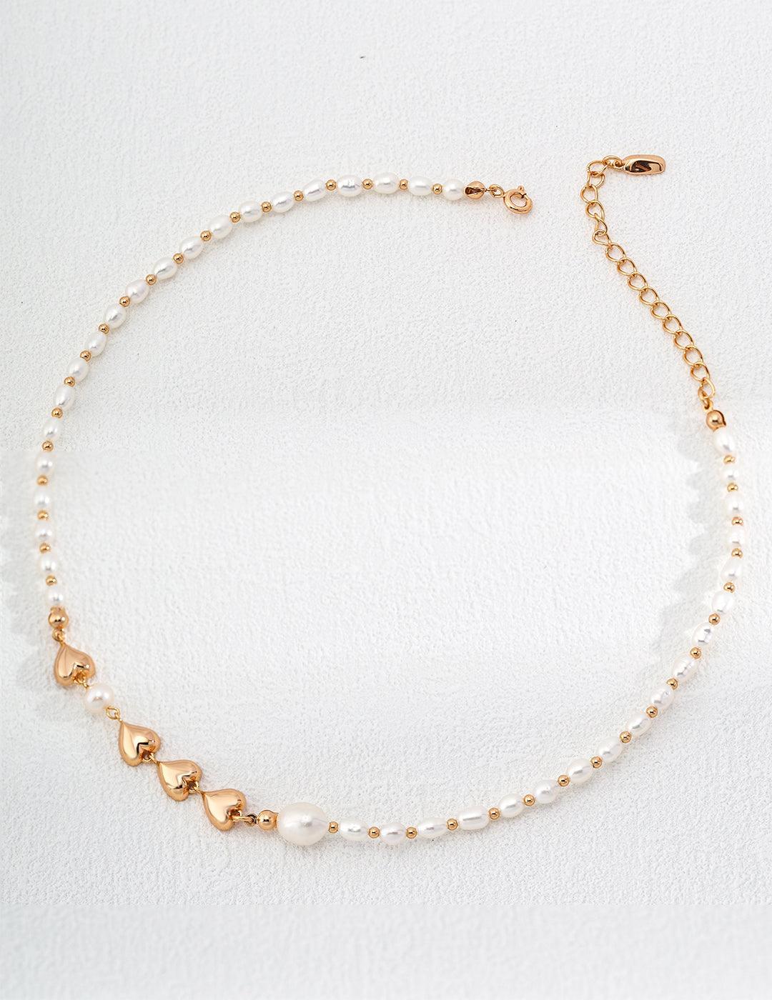 Natural Pearl Love Necklace - MinElèn Jewelry