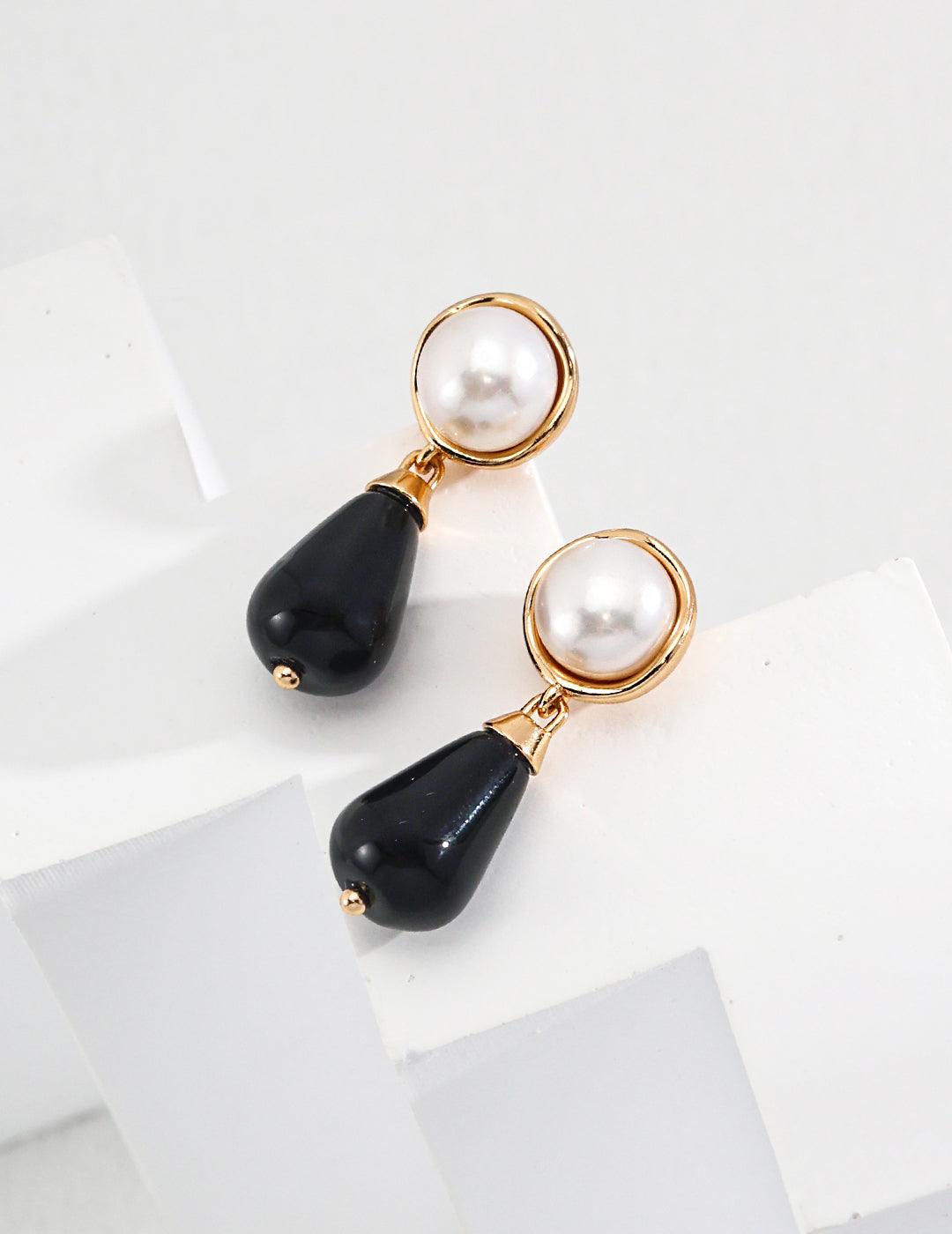 Pearl Agate Earrings in Sterling Silver - MinElèn Jewelry