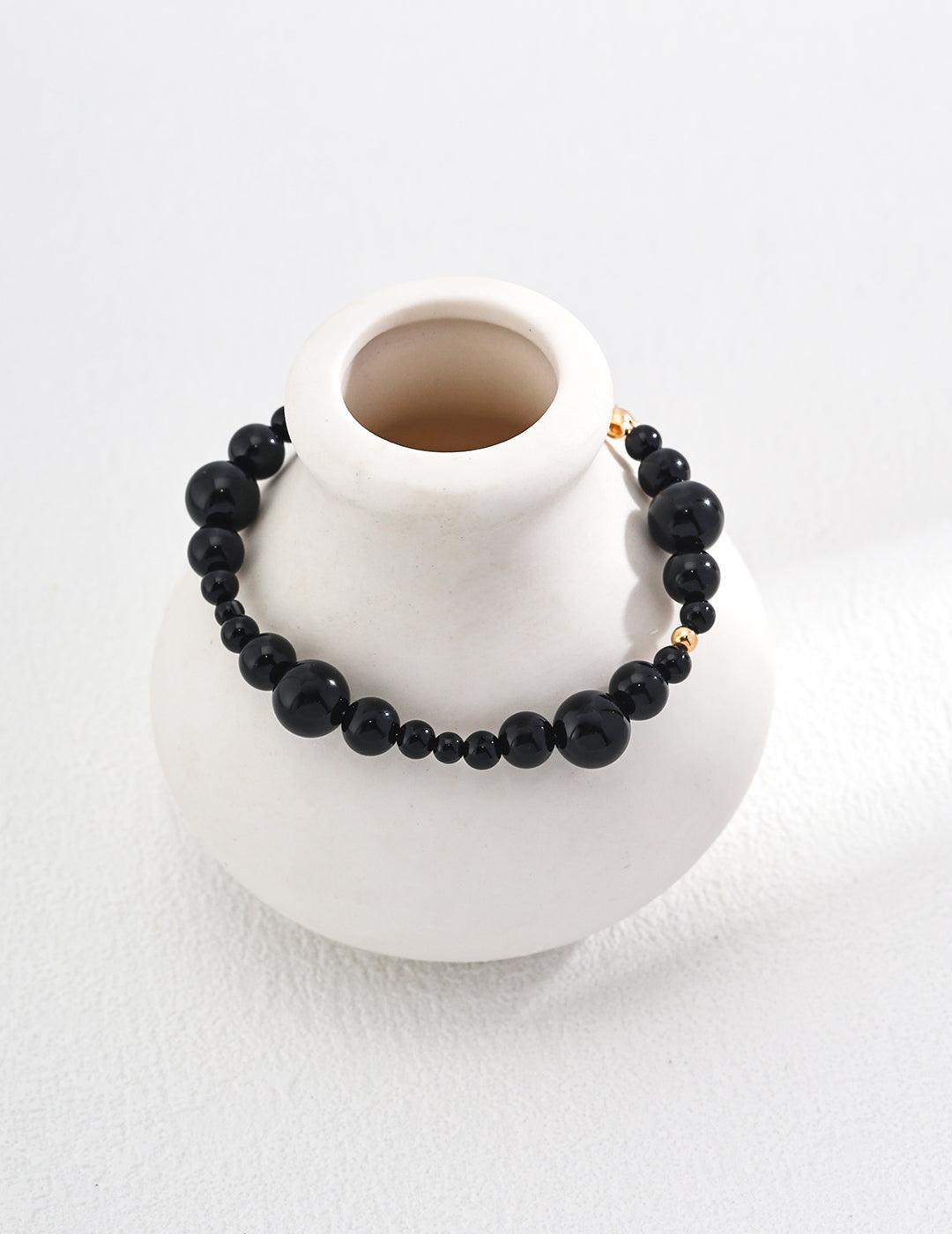 Sterling Silver Onyx Bracelet - MinElèn Jewelry