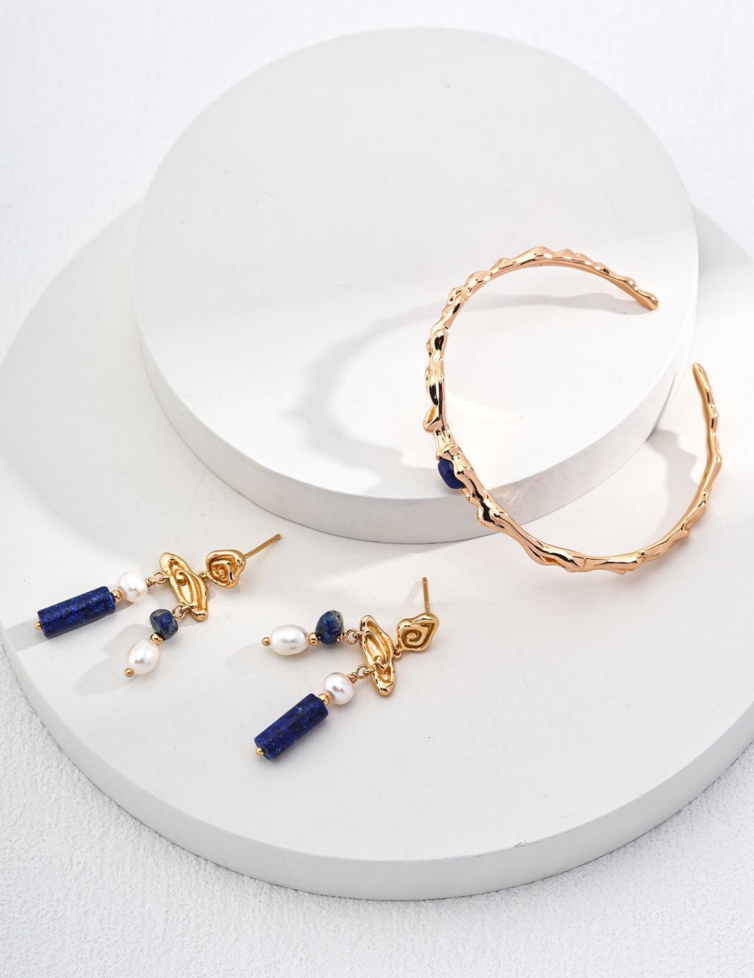 Lapis Lazuli Bracelet in Sterling Silver - MinElèn Jewelry