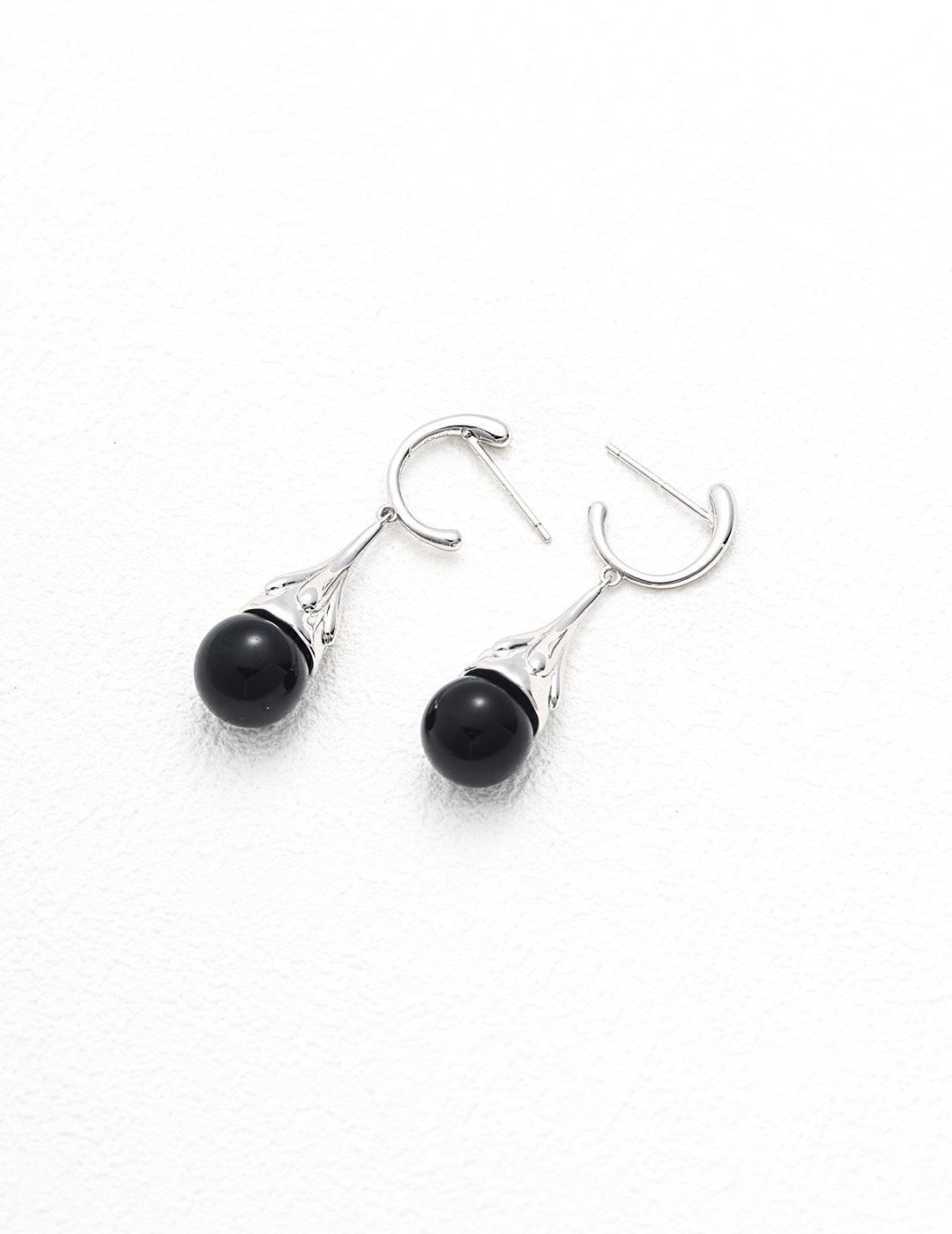 Sterling Silver Onyx Earrings - MinElèn Jewelry