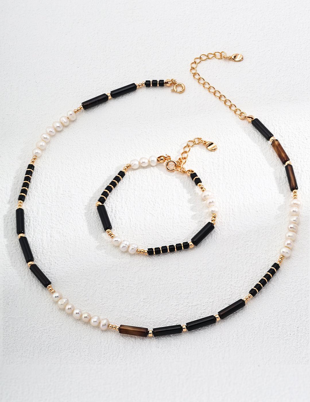 Natural Agate Pearl Necklace - MinElèn Jewelry