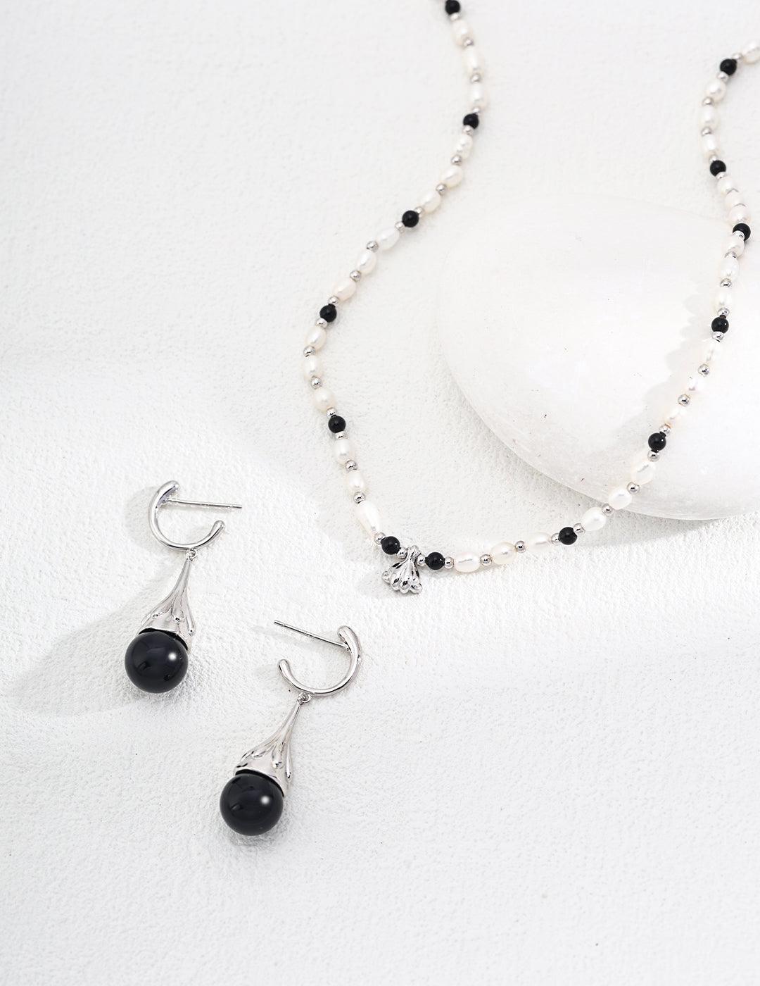 Sterling Silver Onyx/Tiger Eye Earrings