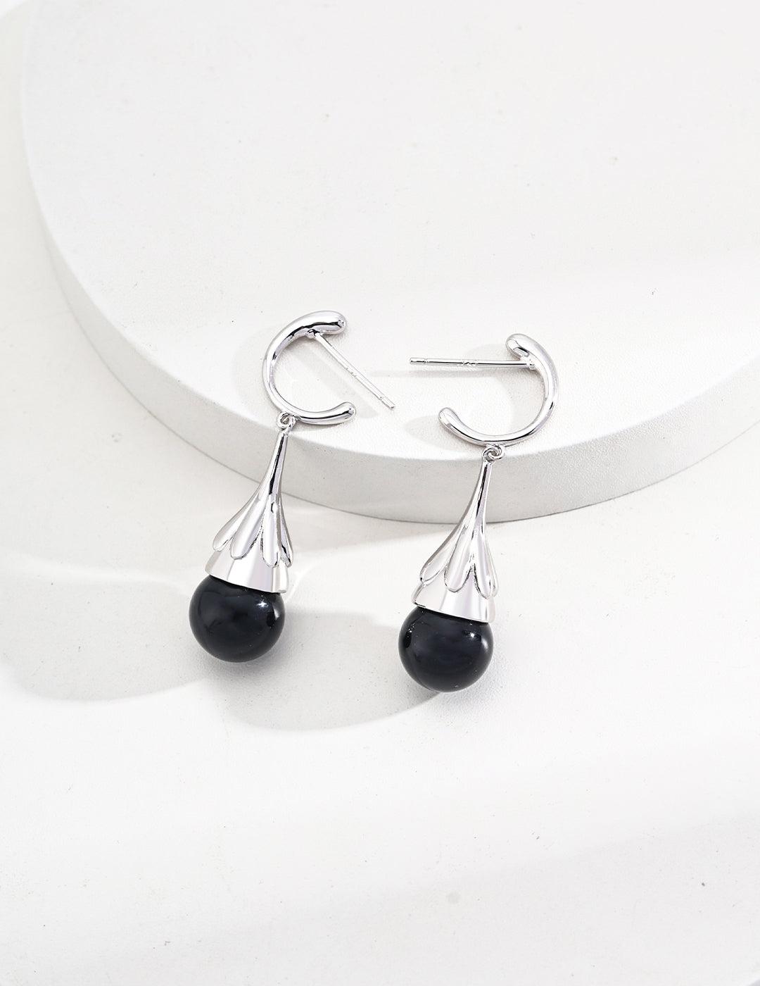 Sterling Silver Onyx/Tiger Eye Earrings